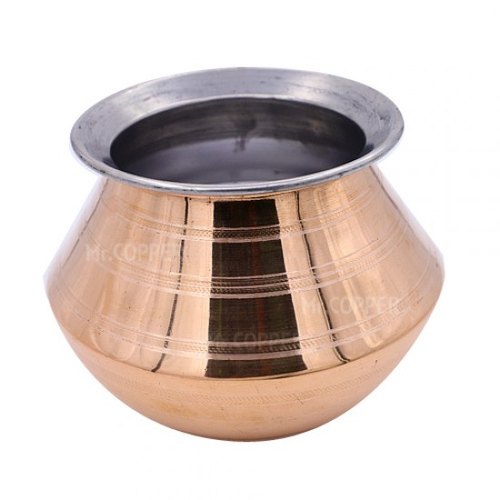 Copper Pot Plain Mr.Copper Pongal Paanai, For Cooking, Capacity: 3.5 Lt