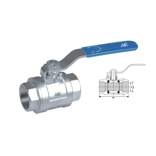 AK Stainless Steel 1 Piece Screw End SS Ball Valve, For Industrial, Threaded