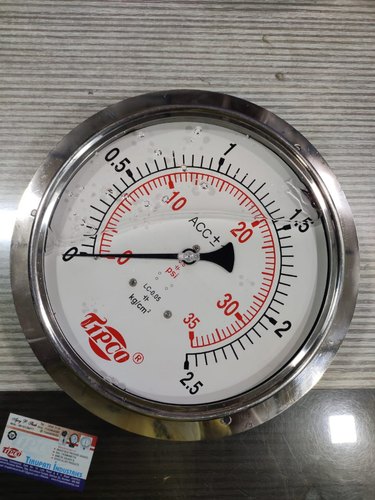 4 inch / 100 mm TIPCO Glycerin Filled Pressure Gauge, For Process Industries