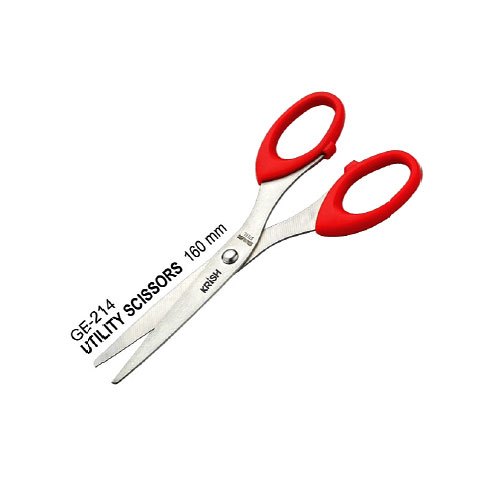 Stainless Steel Red 160mm Utility Scissors, Size: 160 mm