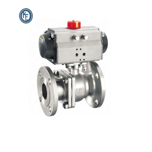 2 Way Double Flange Acting Stainless Steel Pneumatic Actuated Ball Valve
