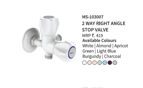 Pvc 2 Way Right Angle Stop Valve, Model Name/Number: Ms - 103007