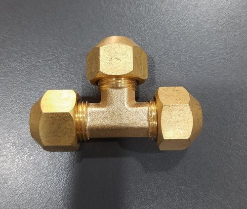 Brass Threaded Tee Joint 6/8, For Copper Gas Pipe