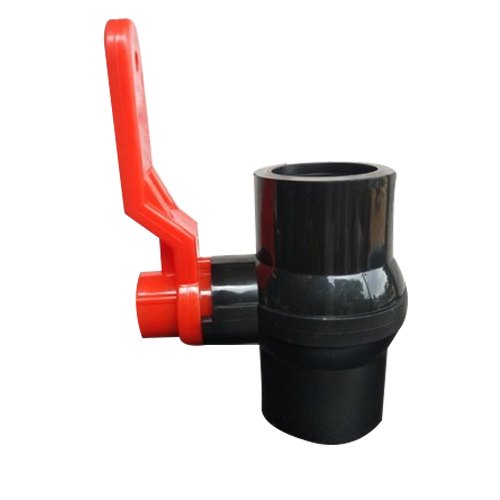 Black and Red 20mm PP Solid Ball Valve, Threaded, Size: 15 -100 mm