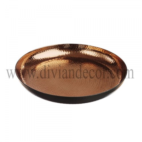 Round Pure Copper Hammered Plate, For Home and Restaurant, Size: 12