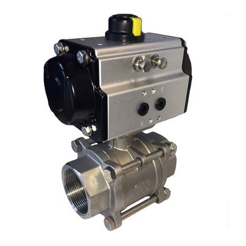 Water & Gas 3 Piece Ball Valve Pneumatic Actuator