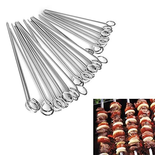 Barbeque Kebab Skewers Ring-Tip Handle 10pc Set, 16.5 (42cm)