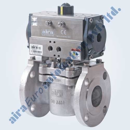 AIRA Pneumatic 2 Way Plug Valve Flanged