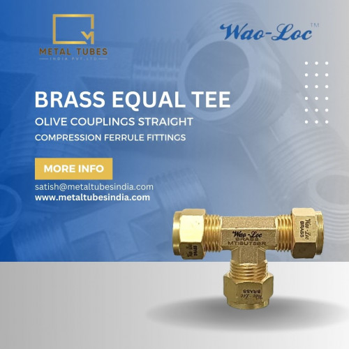 Brass Equal Tee Olive Couplings Straight Compression Ferrule Fitting