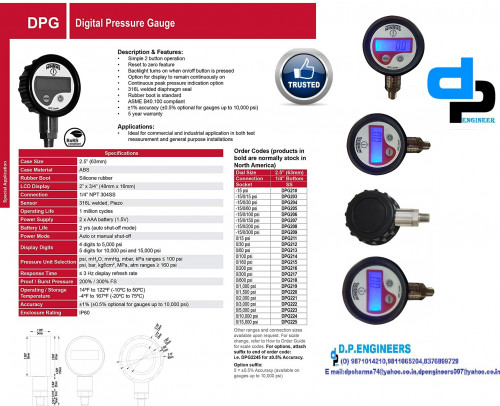 Winters Canada Digital Pressure Gauge DPG204