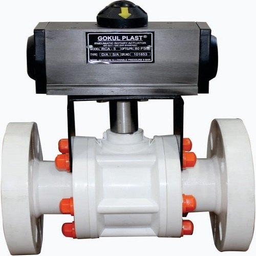 GOKUL Actuator Operated Polypropylene Ball Valve, Size: 1/2 To 12, 3 PICE Actuator Operated