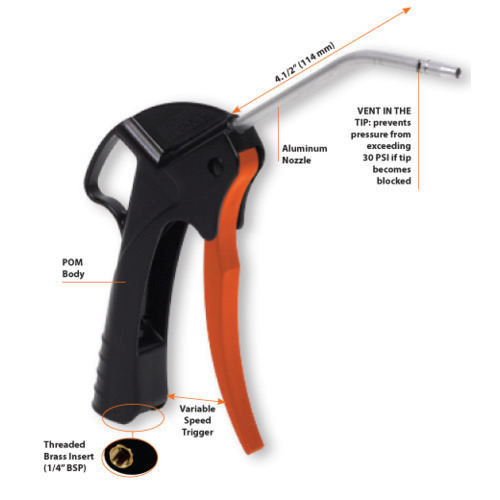 Pneumatic Air Blow Gun, Air Pressure: 10 bar, Nozzle Size: 2 mm