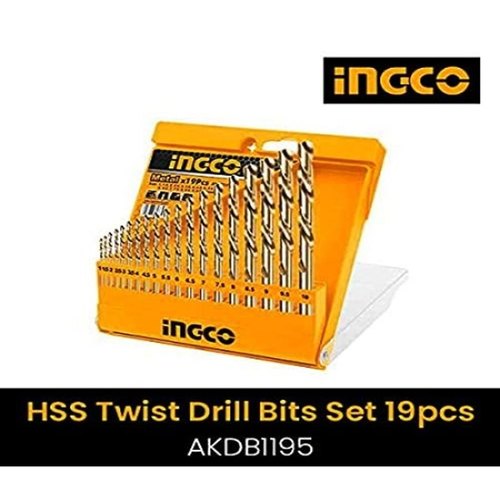 SS316 Stainless Steel AKDB1195 Ingco 19PCS HSS Twist Drill Bits Set, For Industrial