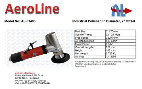 AeroLine 0.725 Kg Air Polisher and Buffer 3 inch, Warranty: 6 months, Model Name/Number: AL-51400