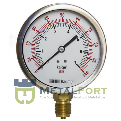 Bourdon Type Steel Baumer Pressure Gauge AT