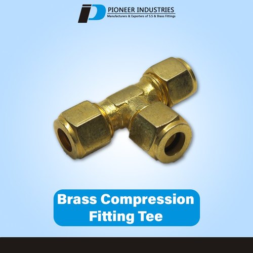 Brass Compression Fitting Tee, For Plumbing Pipe