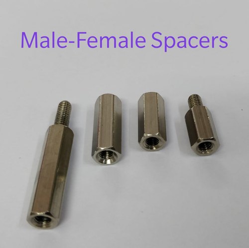 Silver Brass Male - Female Hex Spacers, Size: 6mm