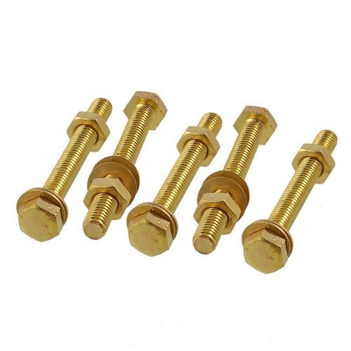 Industrial Fastener Natural Brass Nut Bolts, Round And Hex, Size: 8m To 30m