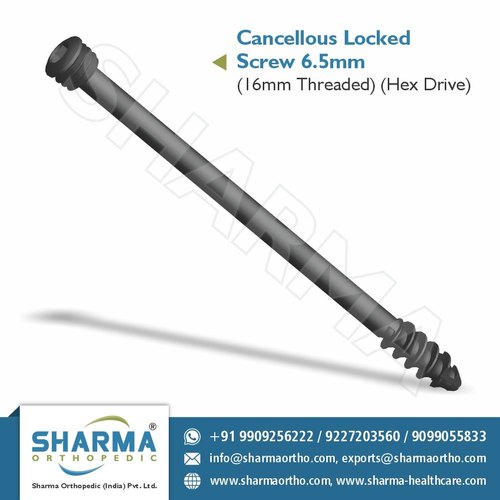 Cancellous Locked Screw 6.5mm (16mm Threaded) ( Solid) (Hex Drive)