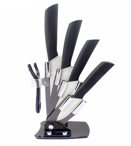 Ceramic Kitchen Knife Set with Holder/Stand - Chef Knife