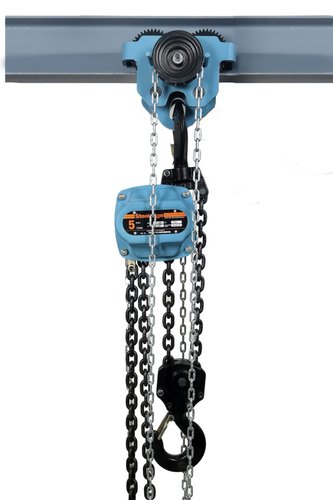 steeledge Mild Steel Chain Pulley Block With Trolley heavy duty, For Double Beam Crane, Capacity: 1 ton