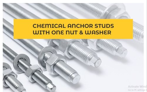 CHEMICAL ANCHOR STUDS WITH ONE NUT & WASHER, Size: Standard