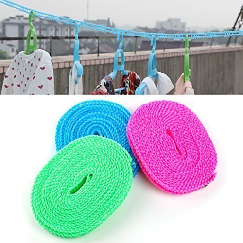 Clothes Washing Line Drying Nylon Rope With Hooks