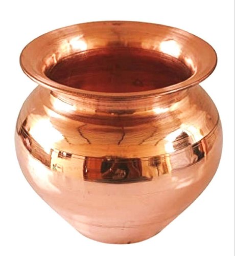 Plain Round Copper Lota for Puja Color Copper, For Home