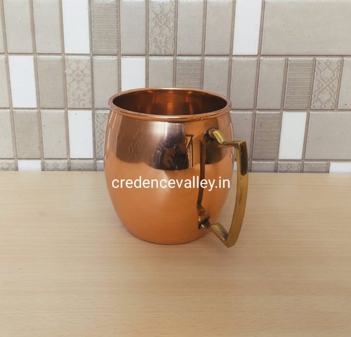 Plain Round Copper Mug Glossy Finish, For Restaurant, Capacity: 500 Ml