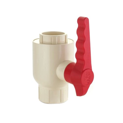 Water World Cream, Red CPVC Long Handle Ball Valve, Size: 3/4 Inch