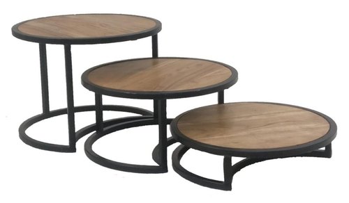 Round Wooden Top Risers With Metal Stand For Buffet Display, For Hotels/Banquets
