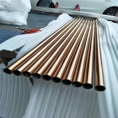 Round Stainless Steel Gold Pipe, 6 Meter, Thickness: 18swg & 16swg