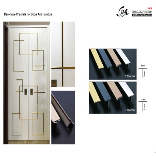 JMB Decorative Golden Finish T Channel For Doors & Furniture