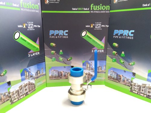 Fusion Double Union Brass Ball Valve for Blue PPR Pipe, Valve Size: 25 mm To 63 mm