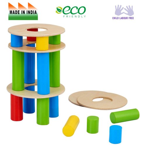 Wooden, Plastic Peg Pile, Size: 27 X 27 X 5 Cm