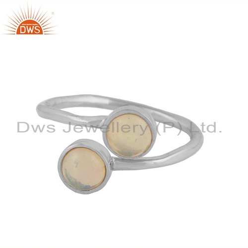DWS White Ethiopian Opal Gemstone 925 Sterling Silver Ring Jewelry