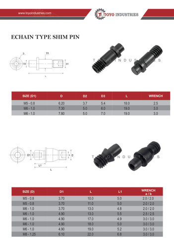 Echain Type Shim Pin