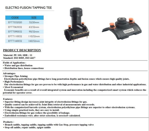 Electrofusion Tapping Tee for Gas Pipe