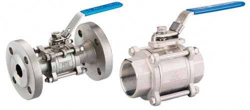 Stainless Steel Three Piece Ball Valve Flanged Ends
