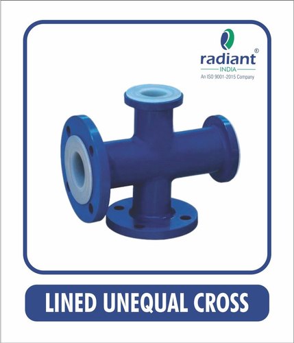 15NB TO 300NB MS FEP/PFA /PVDF/HDPE/PP Lined Unequal Cross, For Chemical Handling Pipe