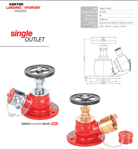 Fire Hydrant Landing Valve (Single/ Double), Size: 80mm, 100mm, K901/ 901-D/ 901-C