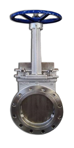 Silver & Blue Flange Knife Edge Gate Valve, For Industrial