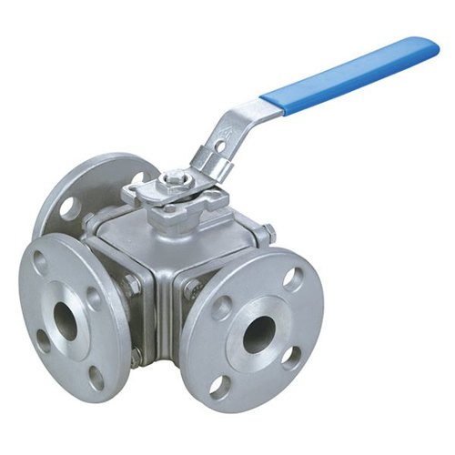 Manual Low Pressure Flanged End Mild Steel 3 Way Ball Valves, Size: 15mm - 600mm