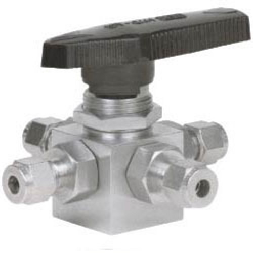 Stainless Steel Screwed Double Ferrule Tube Ends Four Way Ball Valves, For Industrial
