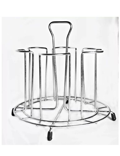 Silver Stainless Steel Glass Holder Stand, For Kitchen, Size: 10 Inch