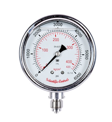 Scientific Controls Steel Glyceriene Filled Bourdon Sensing Gauge, For Industrial, Model Name/Number: BSG-GF