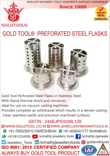 S.s Gold Tool Perforated Steel Flasks, For Jewellery Casting, Model Name/Number: 54863
