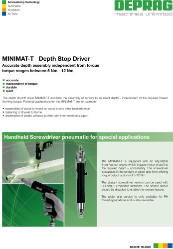 DEPRAG Handheld Screwdrivers Pneumatic For Special Applications