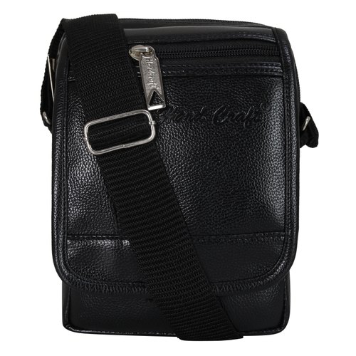 Hard Craft Leatherette Cross-Body Sling Bag with Multiple Pockets for Men Women Black