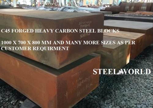 Rectangular, Square C45 Heavy Duty Forged Carbon Steel Blocks, For Industrial Use, Thickness: 200mm To 350 Mm